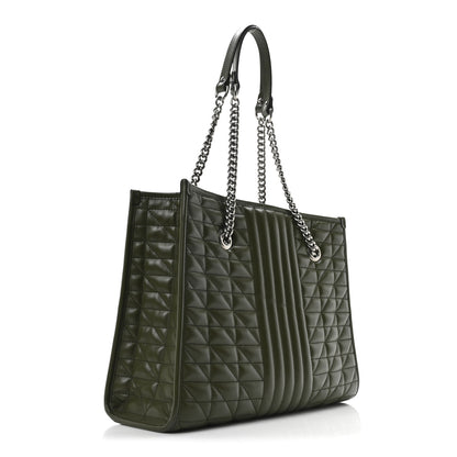 Gucci Calfskin Matelasse Aria Medium GG Marmont Shoulder Tote Military Wood 3 of 10