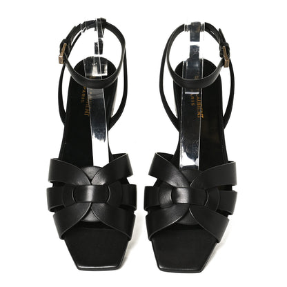 Saint Laurent Calfskin Tribute 05 Ankle Strap Flat Sandals 39 Black 5 of 12