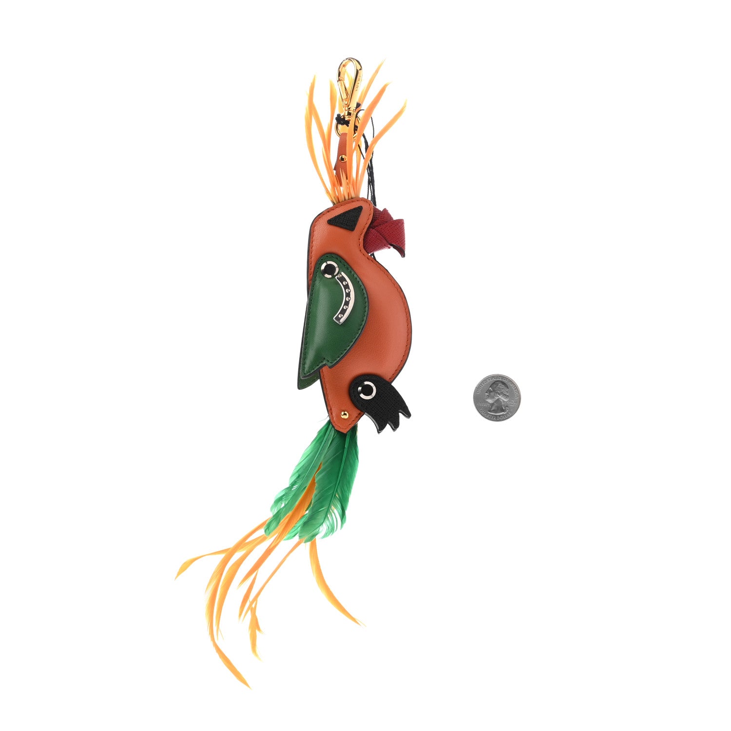 Prada Saffiano Calfskin Parrot Trick Keychain Papaya 2 of 3