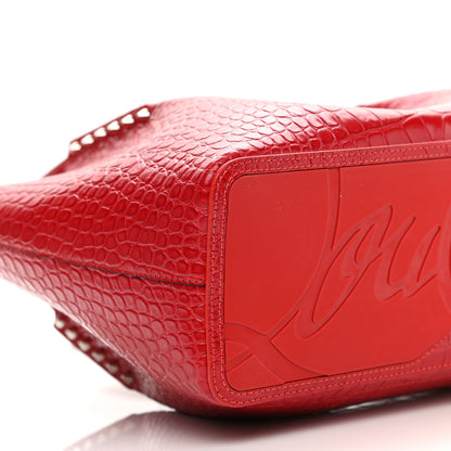 Christian Louboutin Crocodile Embossed Calfskin Spiked Small Cabarock Shopper Tote Red 9 of 10