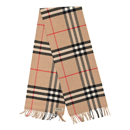 Burberry Cashmere Giant Heritage Check Fringe Scarf Camel 2 of 4