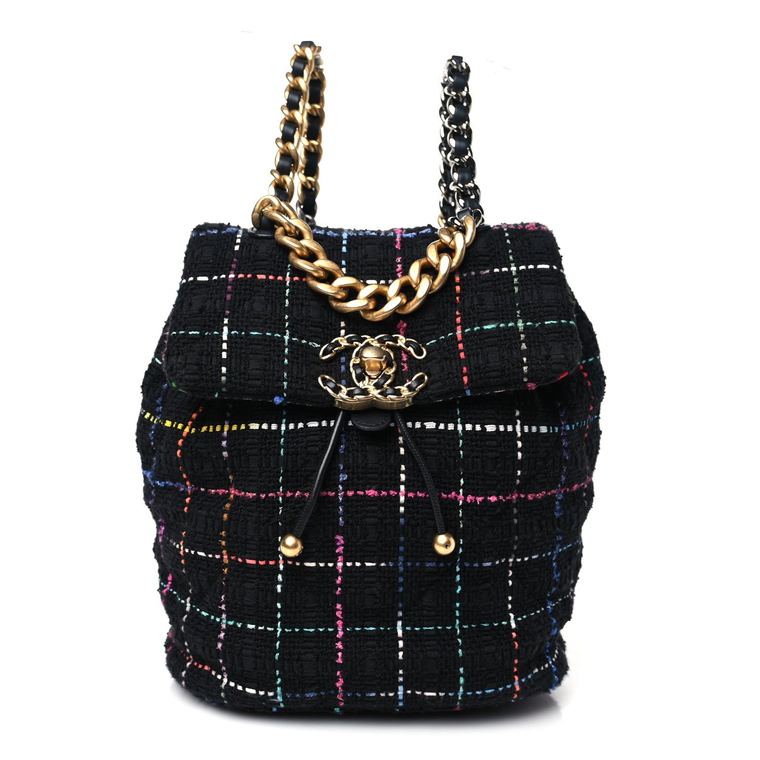 Chanel Tweed Quilted Chanel 19 Backpack Black Multicolor 1 of 10