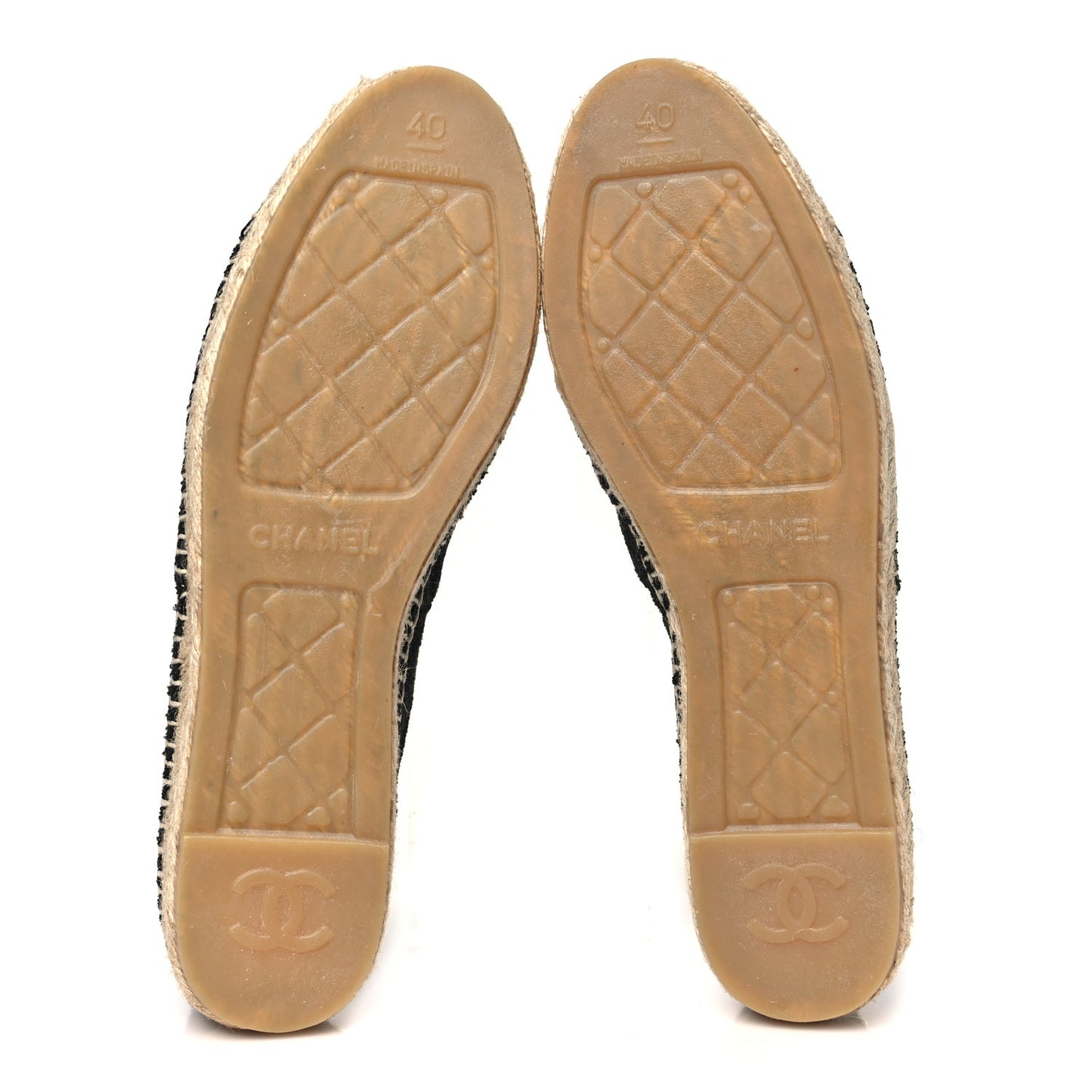 Fabric Patent Calfskin CC Espadrilles 40 Black