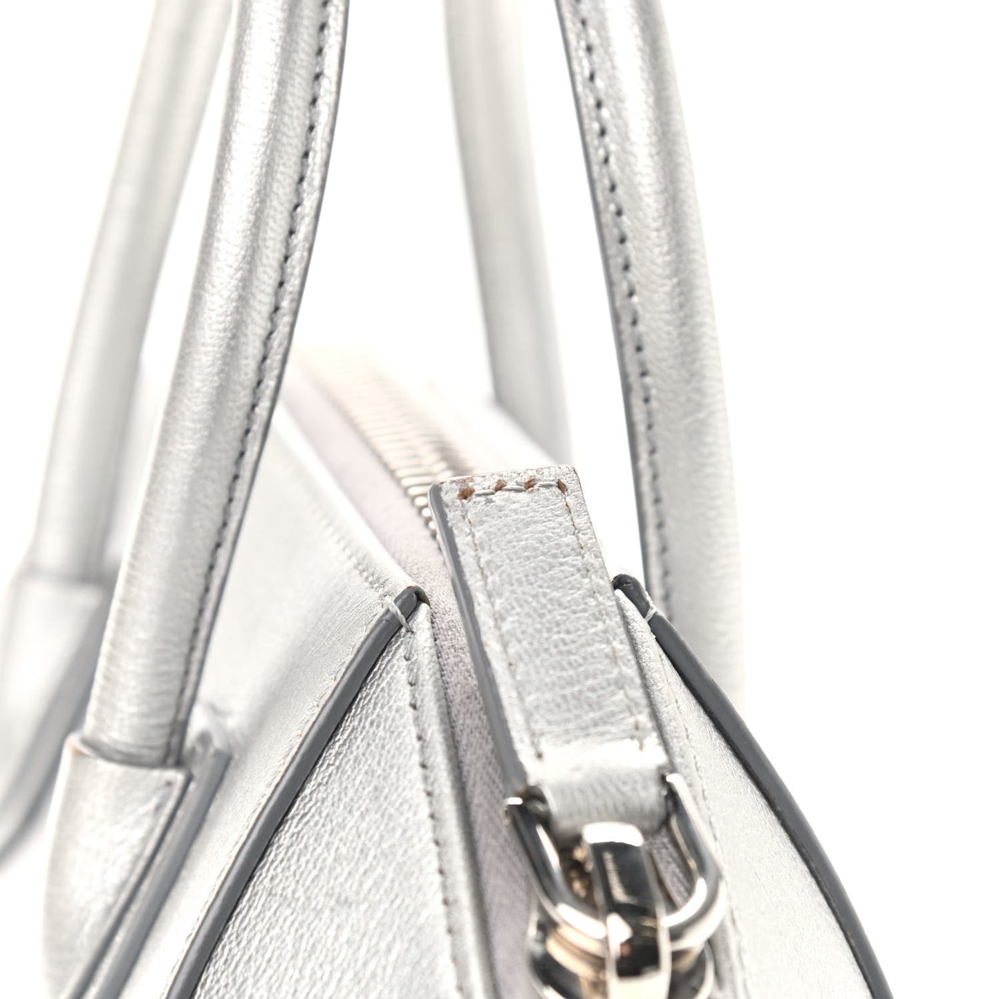 Metallic Sugar Goatskin Mini Antigona Silver