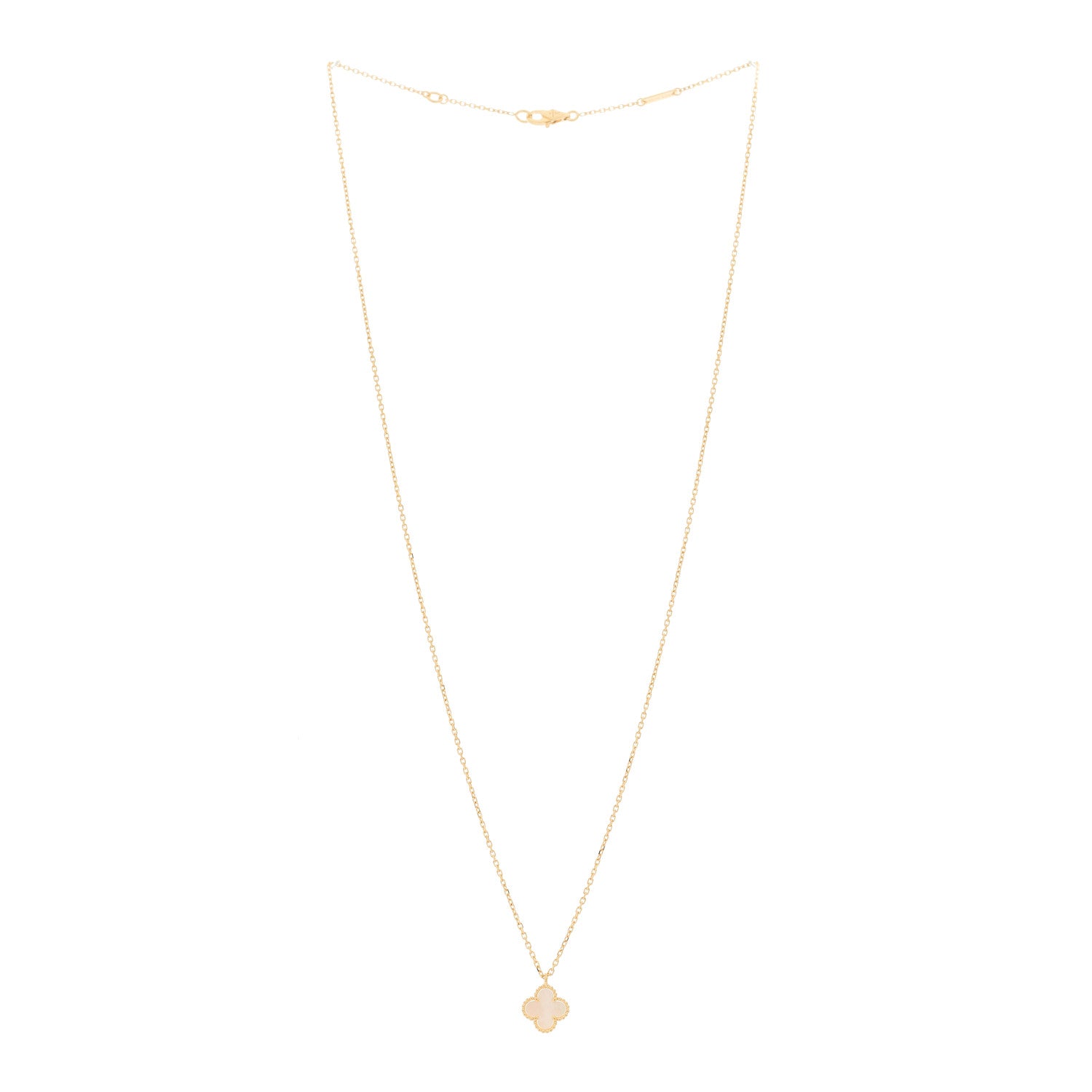 Van Cleef & Arpels 18K Yellow Gold Mother of Pearl Sweet Alhambra Pendant Necklace 3 of 5