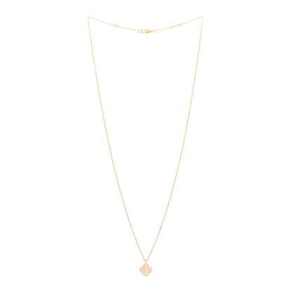 Van Cleef & Arpels 18K Yellow Gold Mother of Pearl Sweet Alhambra Pendant Necklace 3 of 5