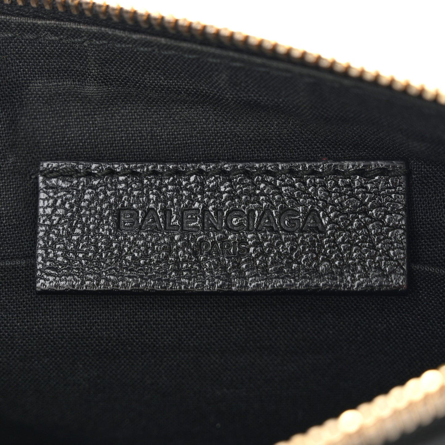 Chevre Gold Metallic Edge Hardware Pouch Black