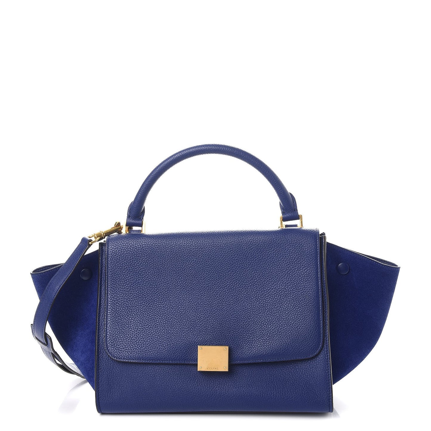 Drummed Calfskin Suede Small Trapeze Indigo
