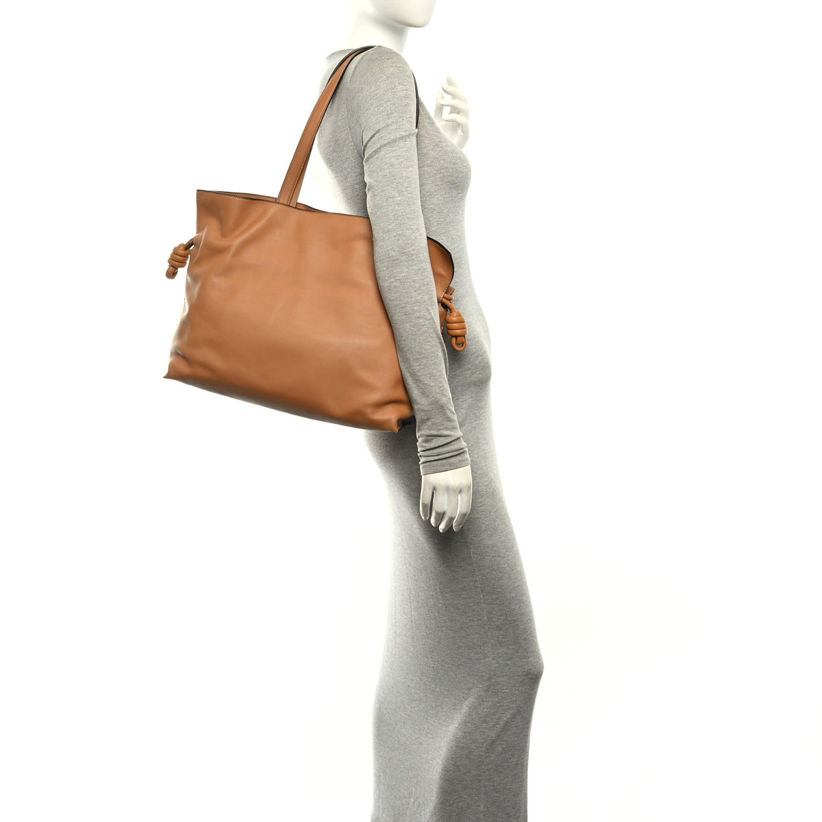 Calfskin Large Flamenco Knot Bag Warm Desert