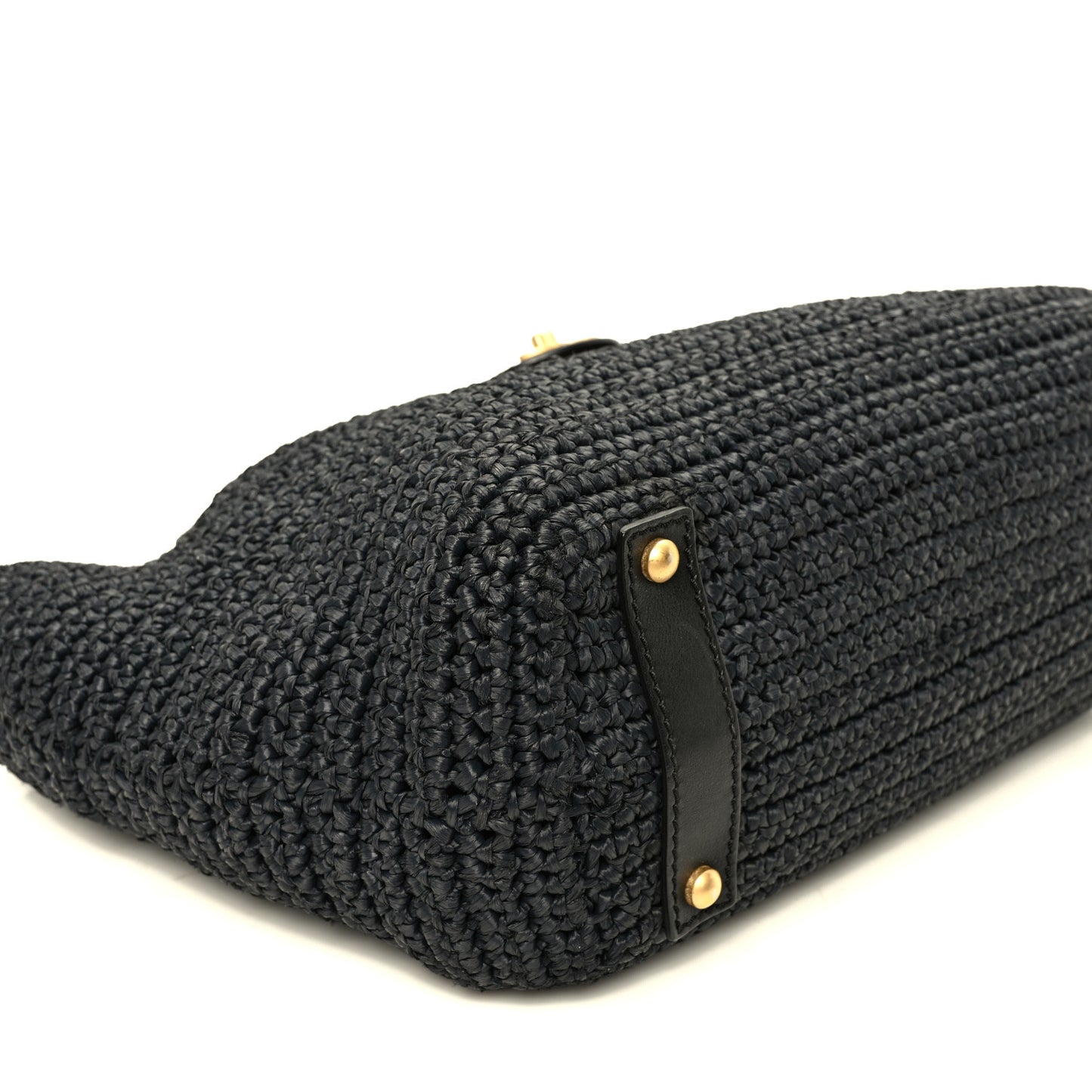 Straw Raffia Tote Black