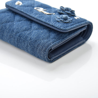 Chanel Denim Quilted Small Camellia Flap Wallet Blue 10 of 11