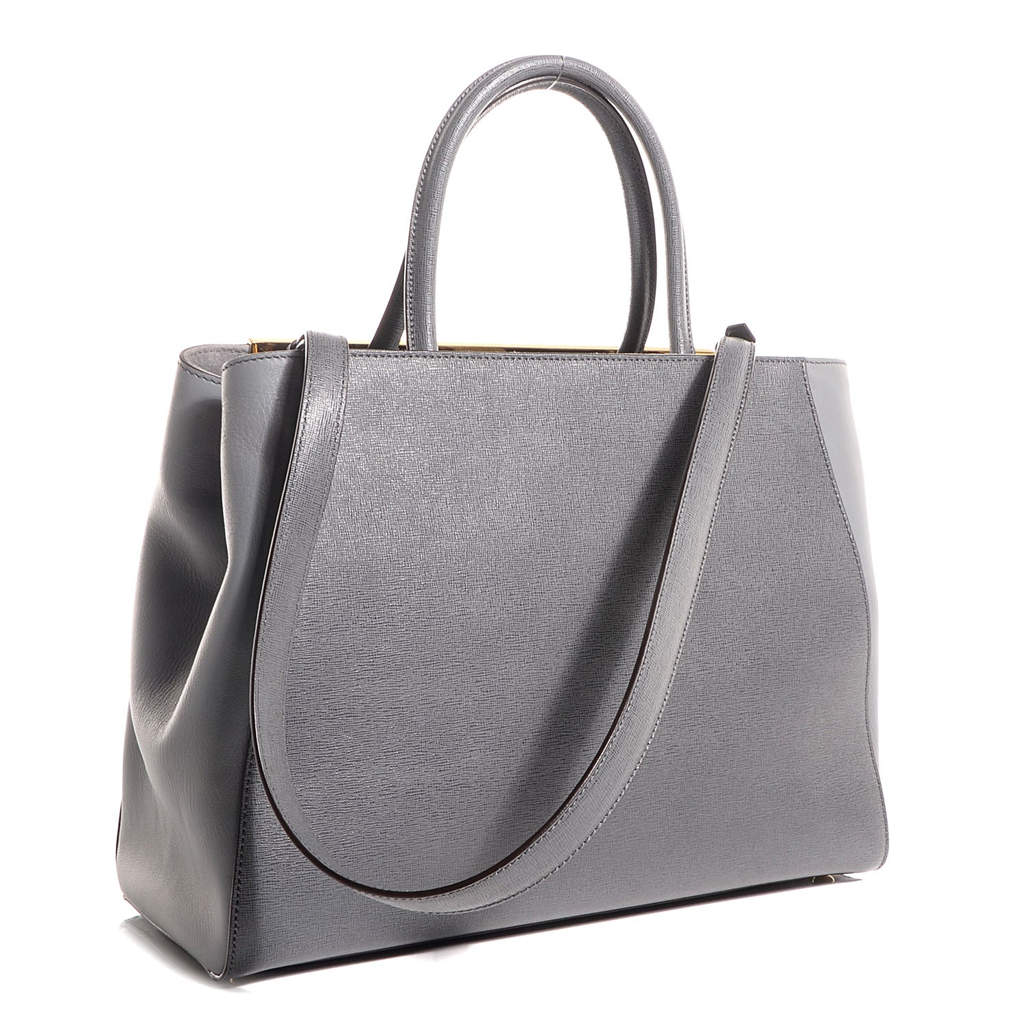 Fendi Vitello Elite Flamingo Regular 2Jours Tote Grigio Grigio Chiaro 3 of 10