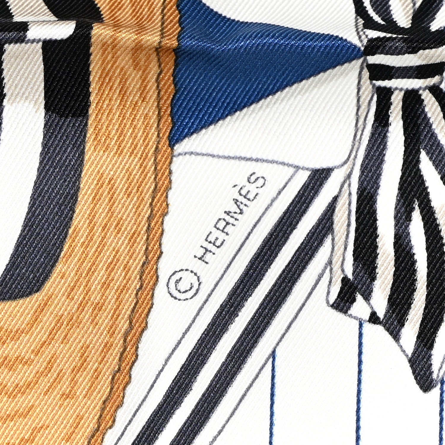 Hermes Silk Vintage Les Becanes Scarf 70 Marine Clair White 4 of 5