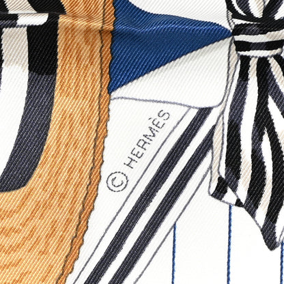 Hermes Silk Vintage Les Becanes Scarf 70 Marine Clair White 4 of 5
