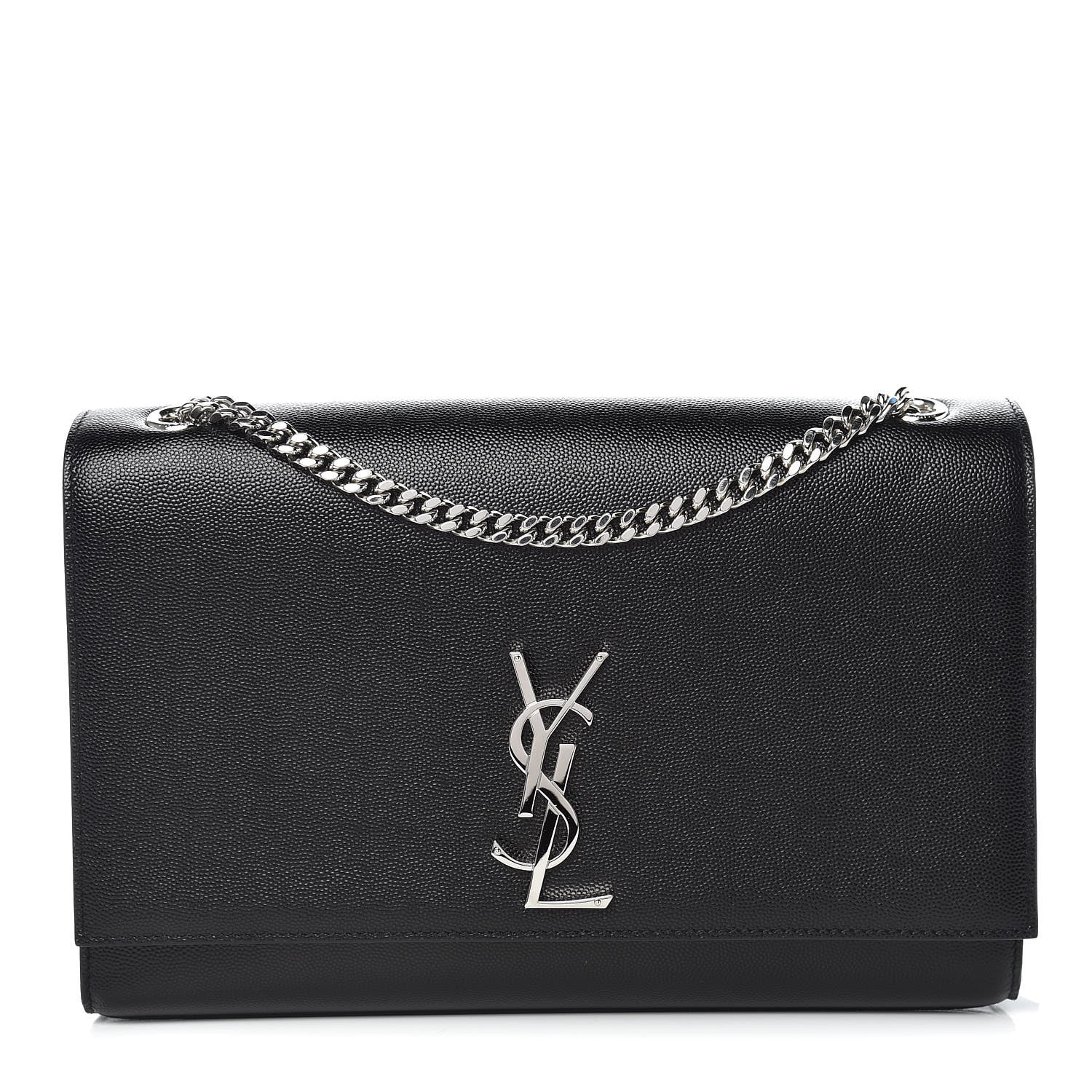 Saint Laurent Grain De Poudre Large Classic Monogram Kate Satchel Black 1 of 8