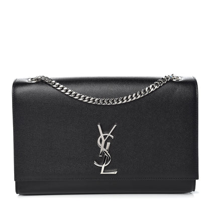 Saint Laurent Grain De Poudre Large Classic Monogram Kate Satchel Black 1 of 8