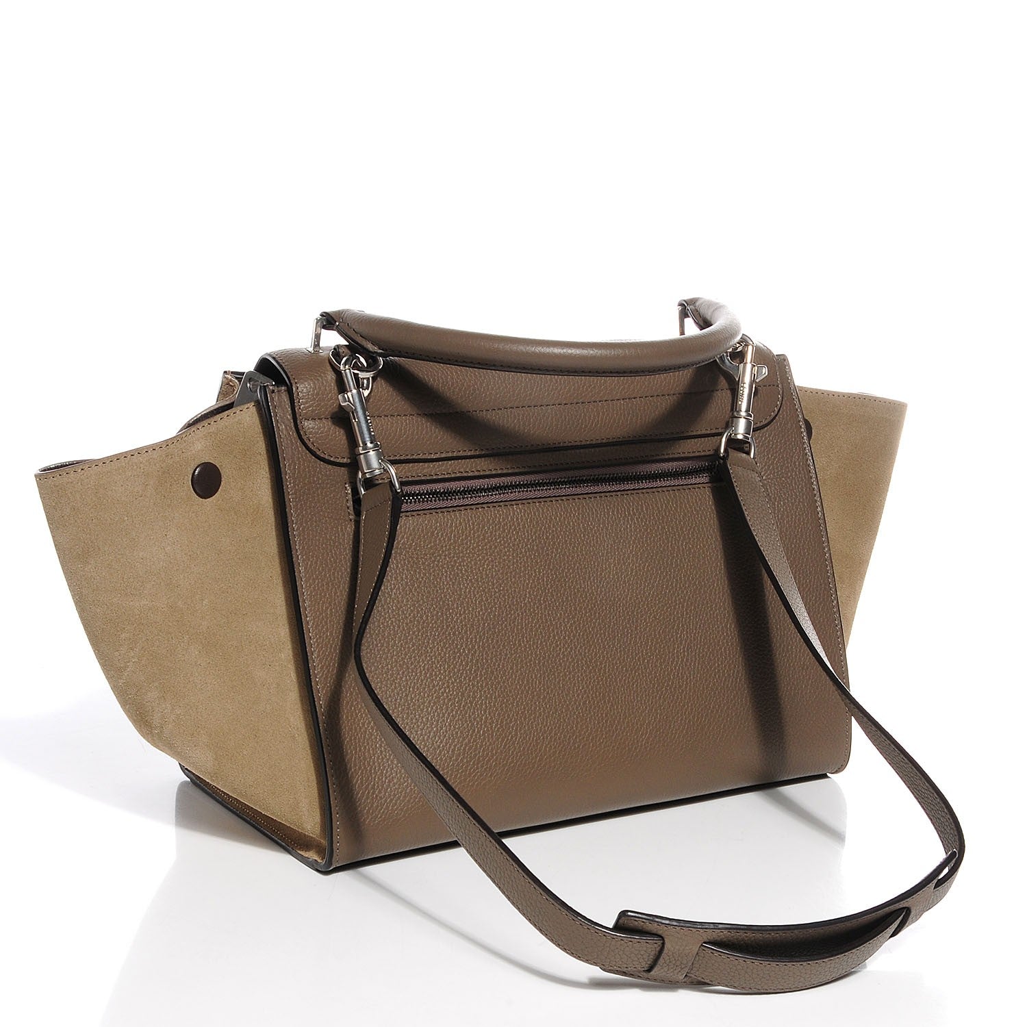 Celine Drummed Calfskin Suede Small Trapeze Dune 3 of 8