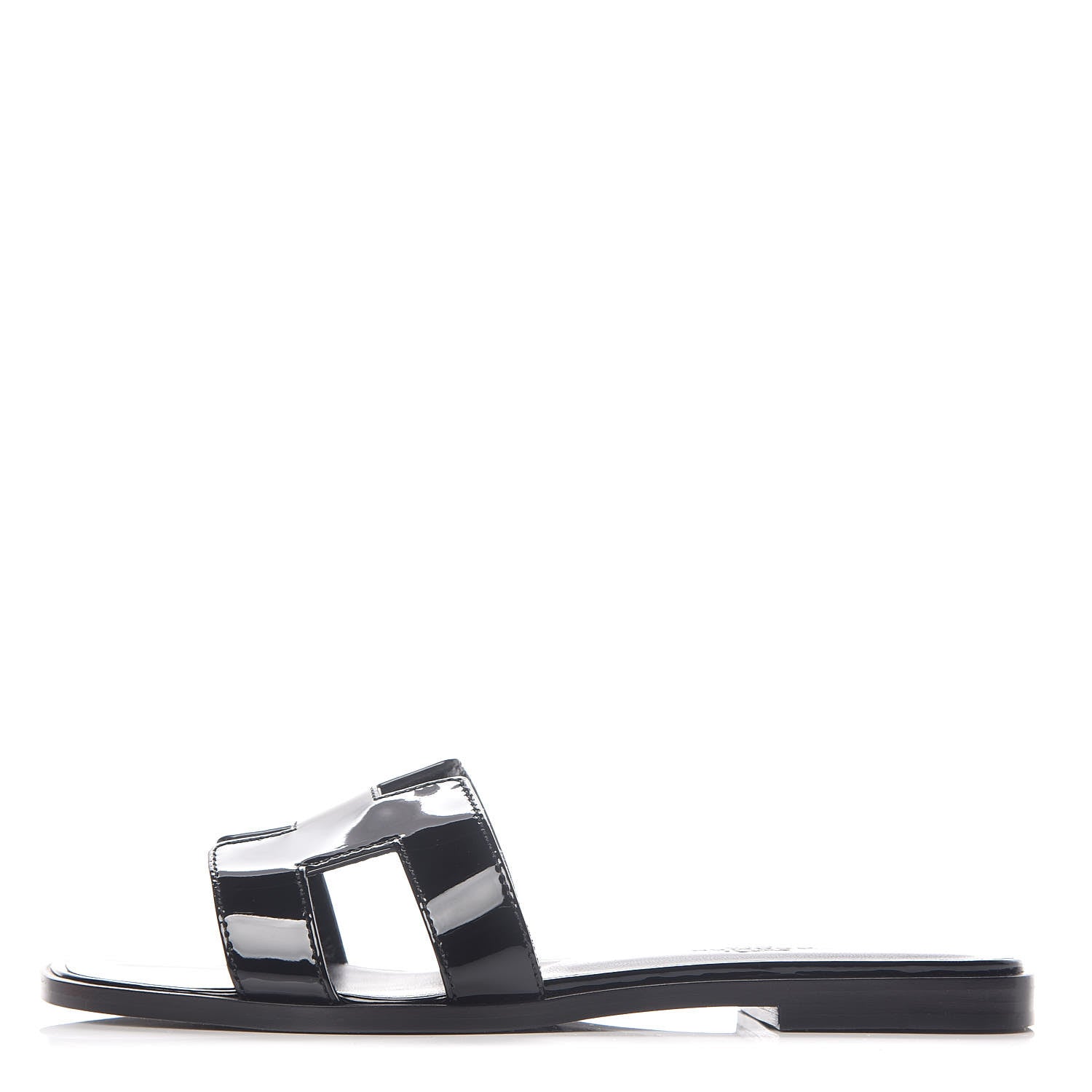 Hermes Patent Oran Sandals 36 Black 1 of 10