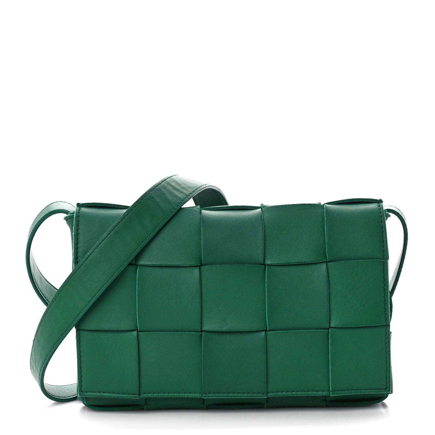 Lambskin Maxi Intrecciato Cassette Crossbody Bag Racing Green