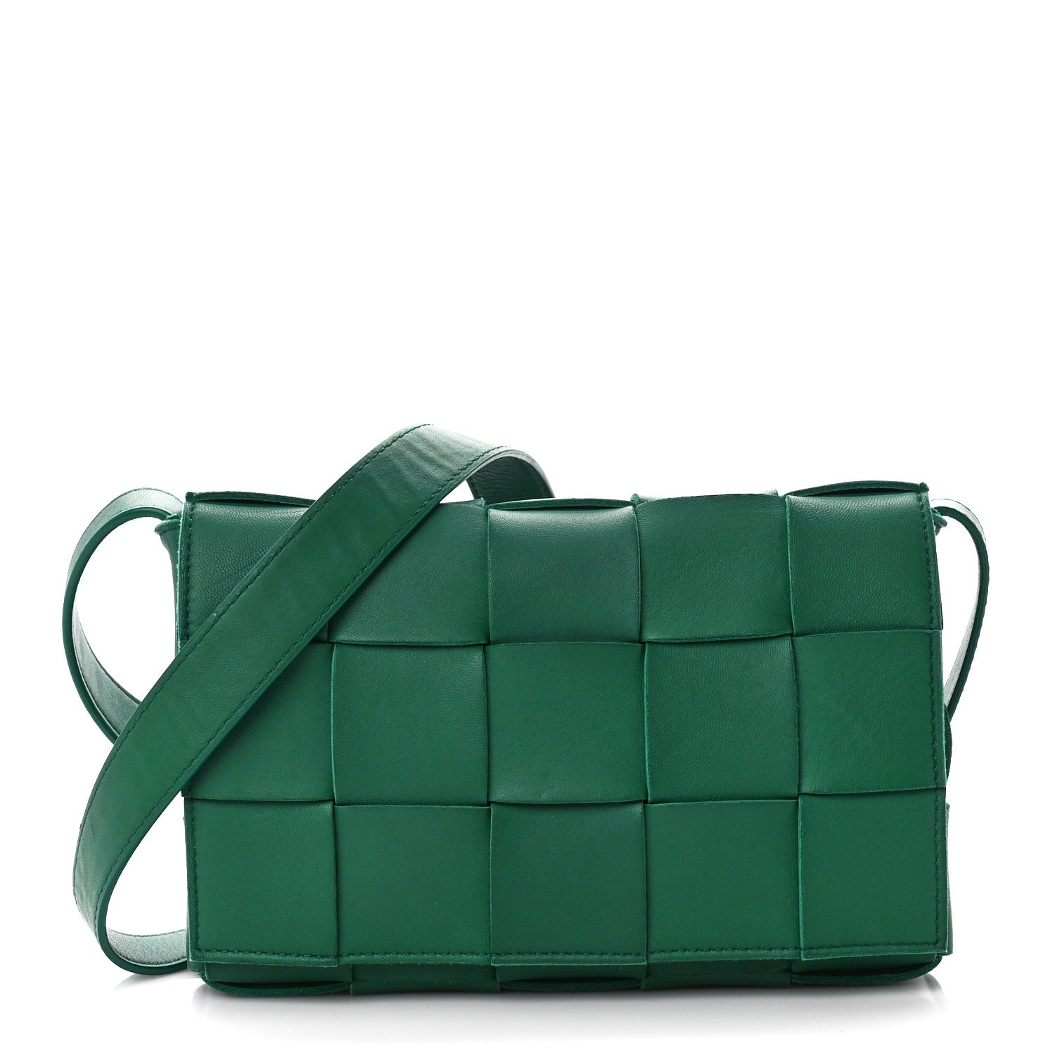 Bottega Veneta Lambskin Maxi Intrecciato Cassette Crossbody Bag Racing Green 1 of 12