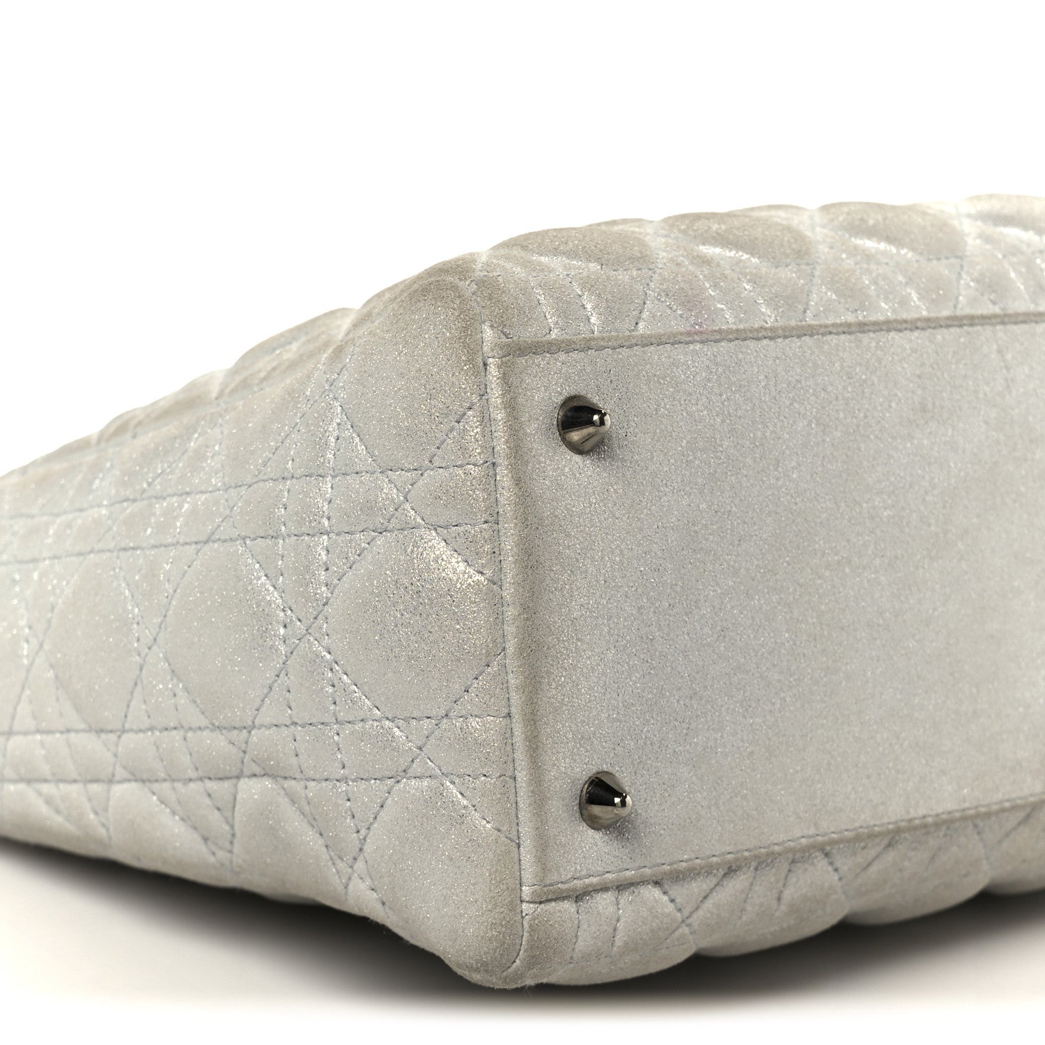 Christian Dior Metallic Nubuck Cannage Medium Lady Dior Silver 9 of 10