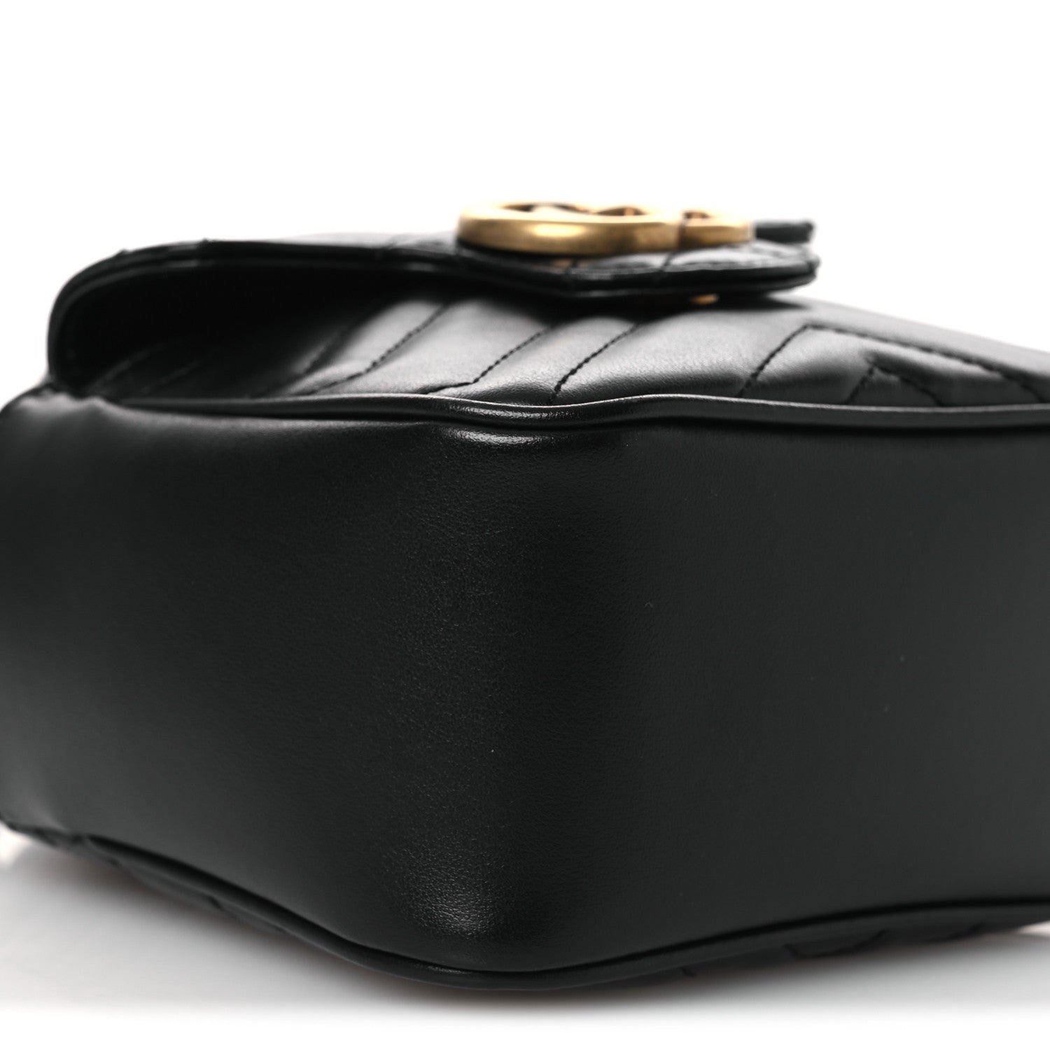Gucci Calfskin Matelasse Front Pocket Mini GG Marmont Bucket Bag Black 9 of 11