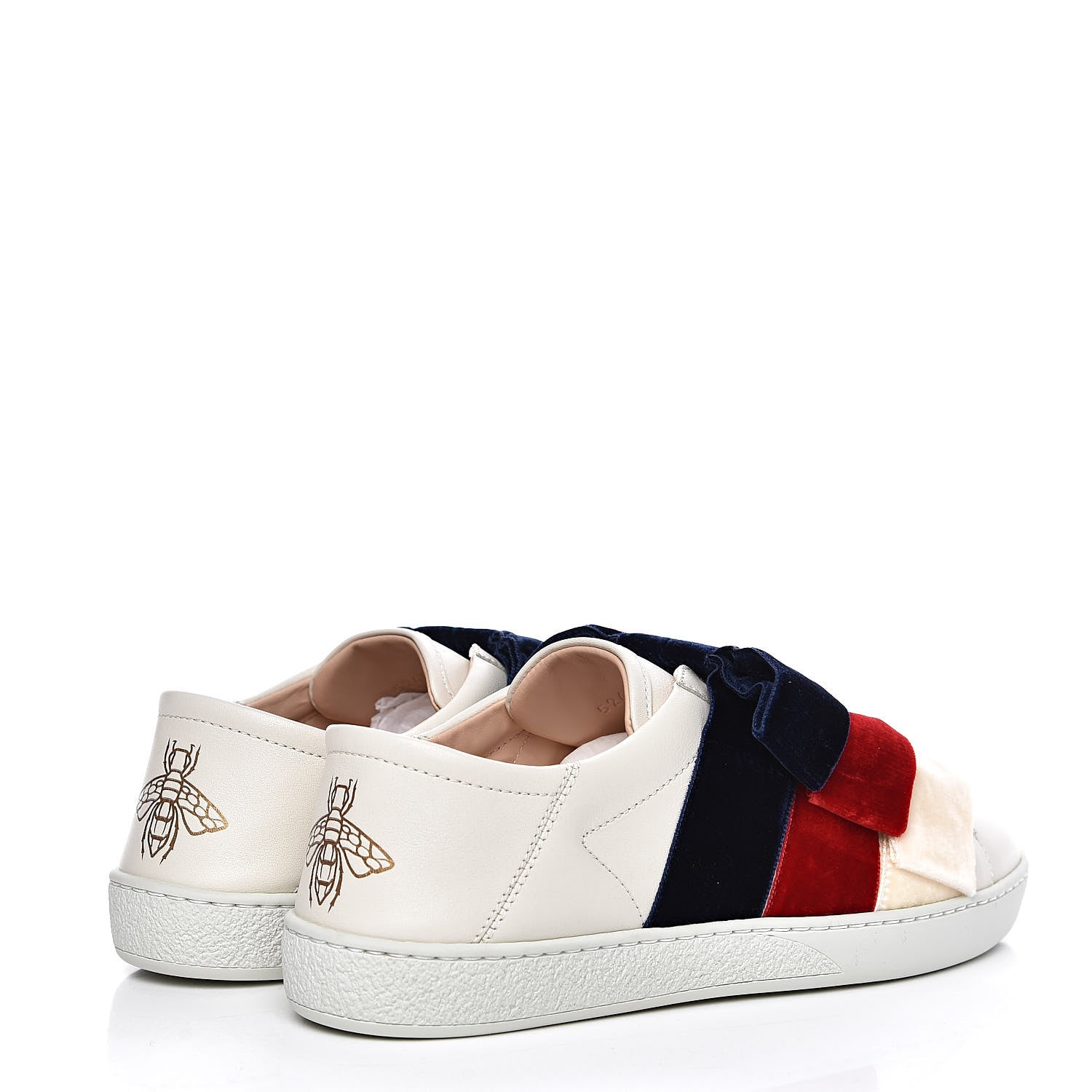 Gucci Calfskin Womens Velvet Bow Ace Sneakers 38 White 4 of 10