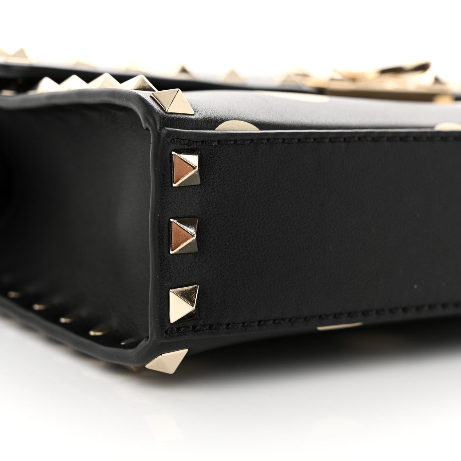 Valentino Garavani Vitello Polka Dot Medium Rockstud Flip Lock Crossbody Bag Black Light Ivory 8 of 10