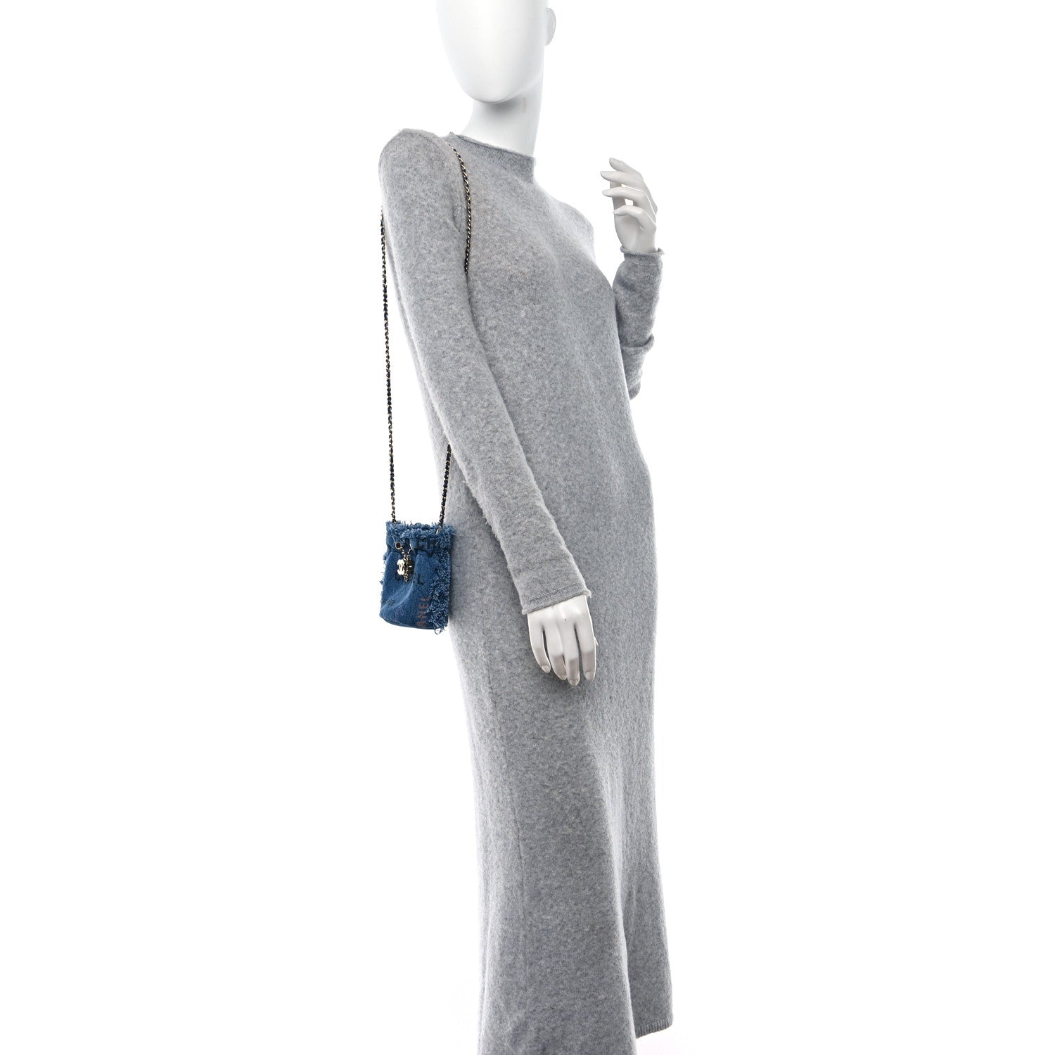 Chanel Denim Quilted Mood Mini Bucket With Chain Blue Multicolor 2 of 10