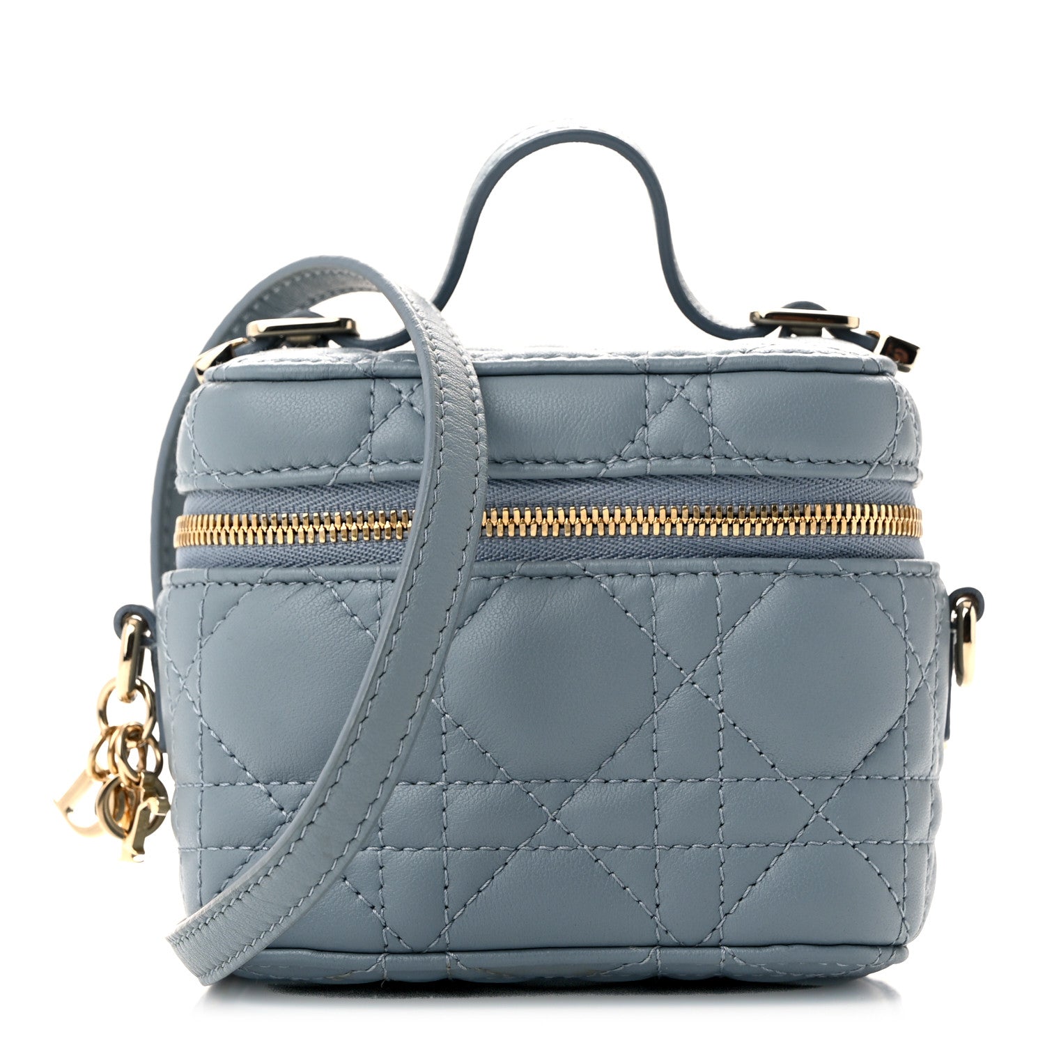 Christian Dior Lambskin Cannage Micro Lady Dior Vanity Case Cloud Blue 1 of 10