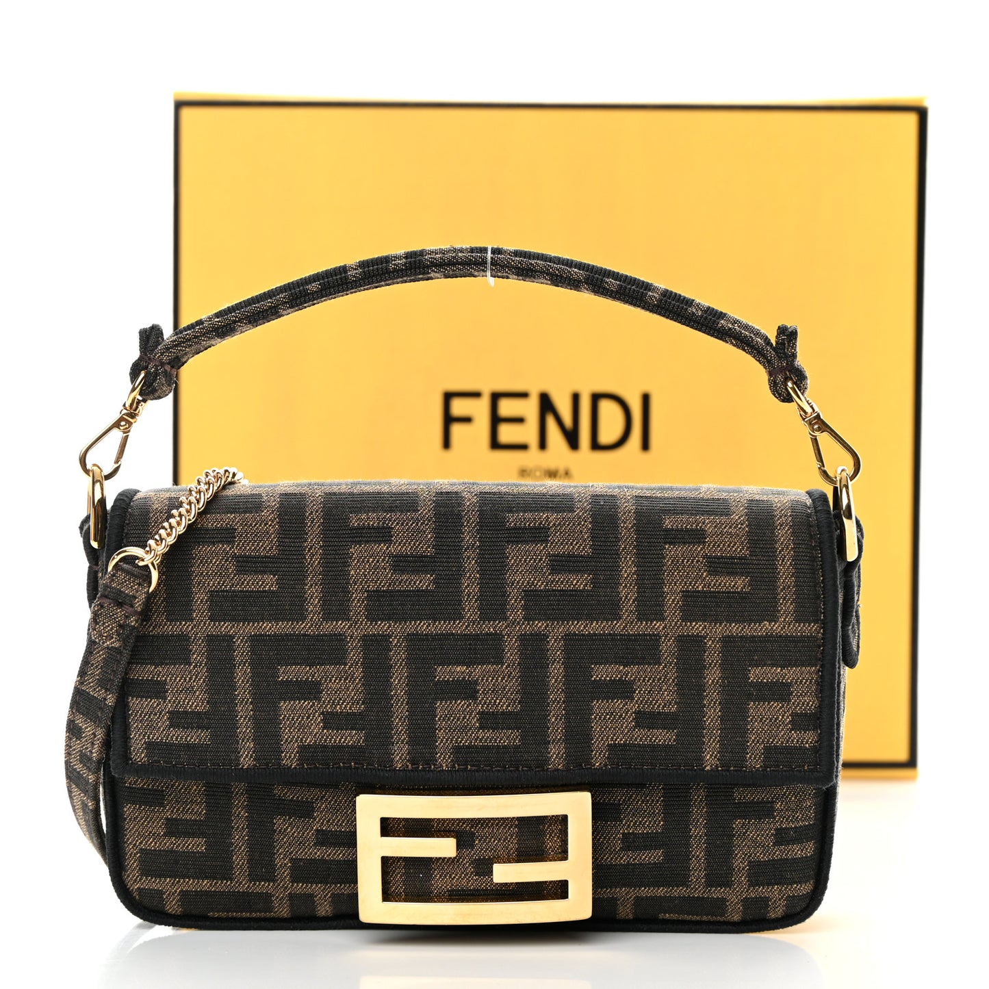 Fabric Jacquard FF 1974 Mini Baguette Tobacco Moro Black