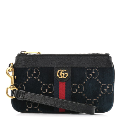 Gucci Velvet GG Monogram Textured Calfskin Web Smartphone Case Blue Beige Black 1 of 7