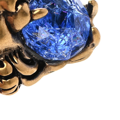 Gucci Metal Brass Swarovski Lion Head Necklace Gold Sapphire Blue 6 of 7
