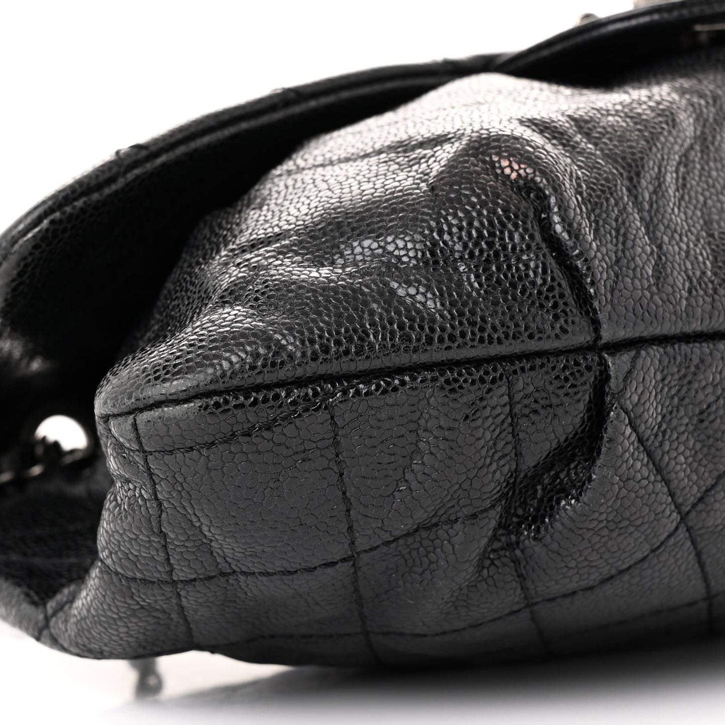 Caviar Quilted Medium Elastic Flap Black
