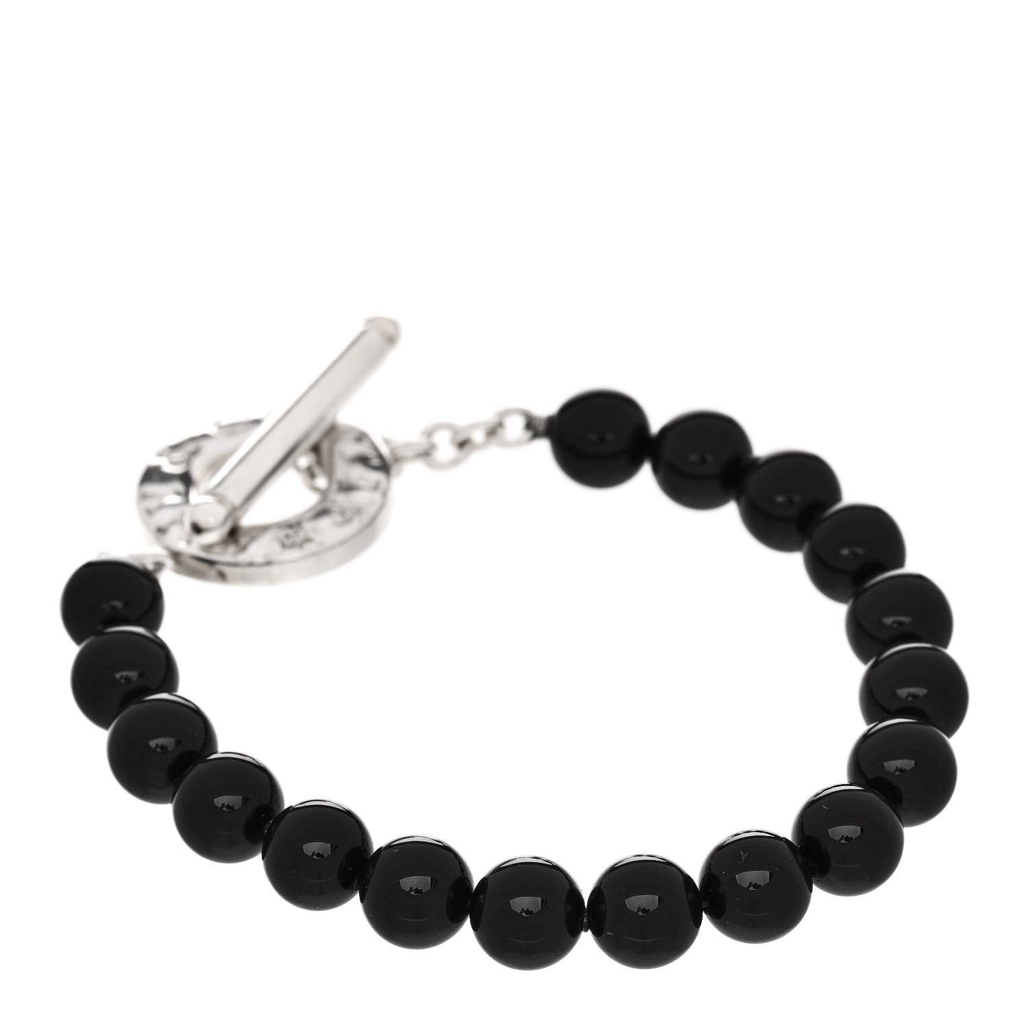 Tiffany Sterling Silver Black Onyx Bead Toggle Bracelet 2 of 3