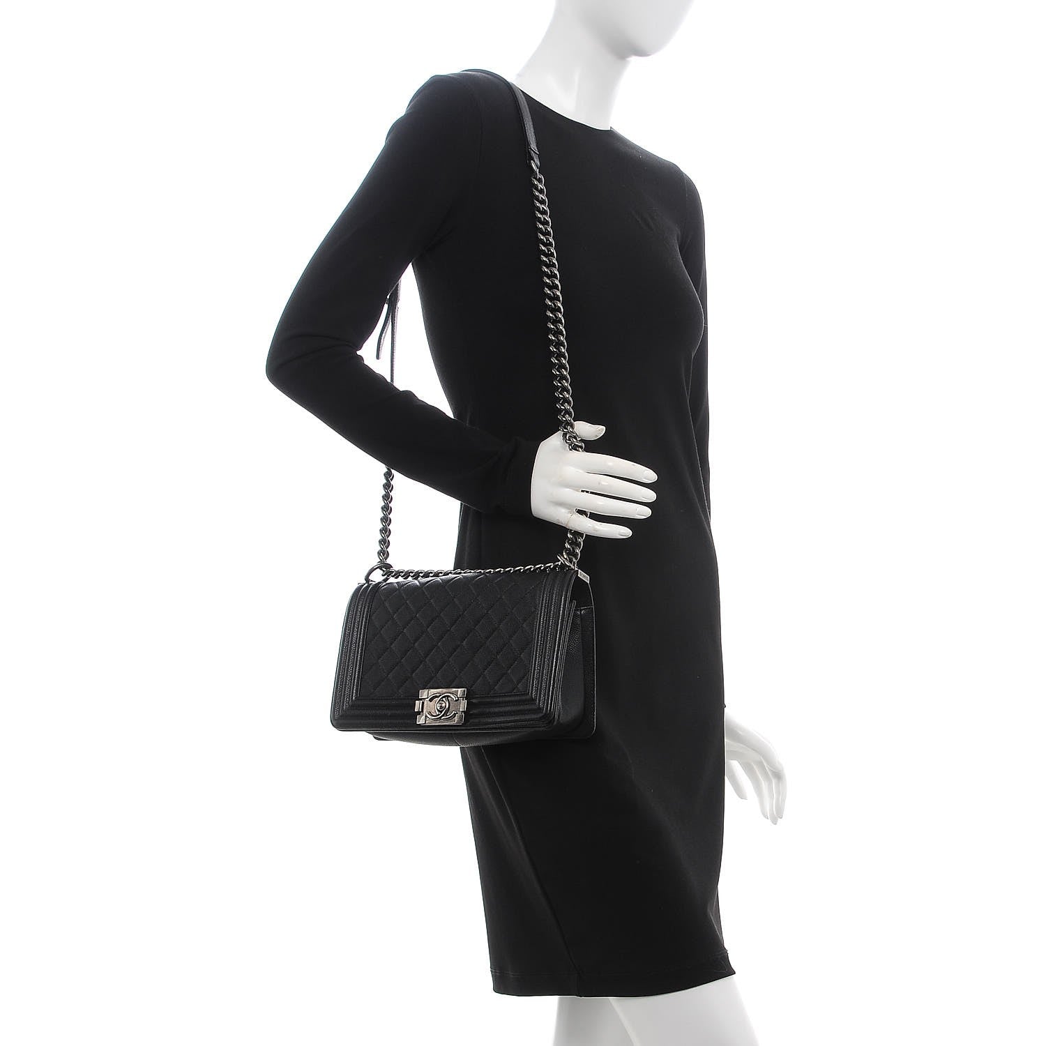 Chanel Caviar Quilted Medium Boy Flap Black 2 of 10