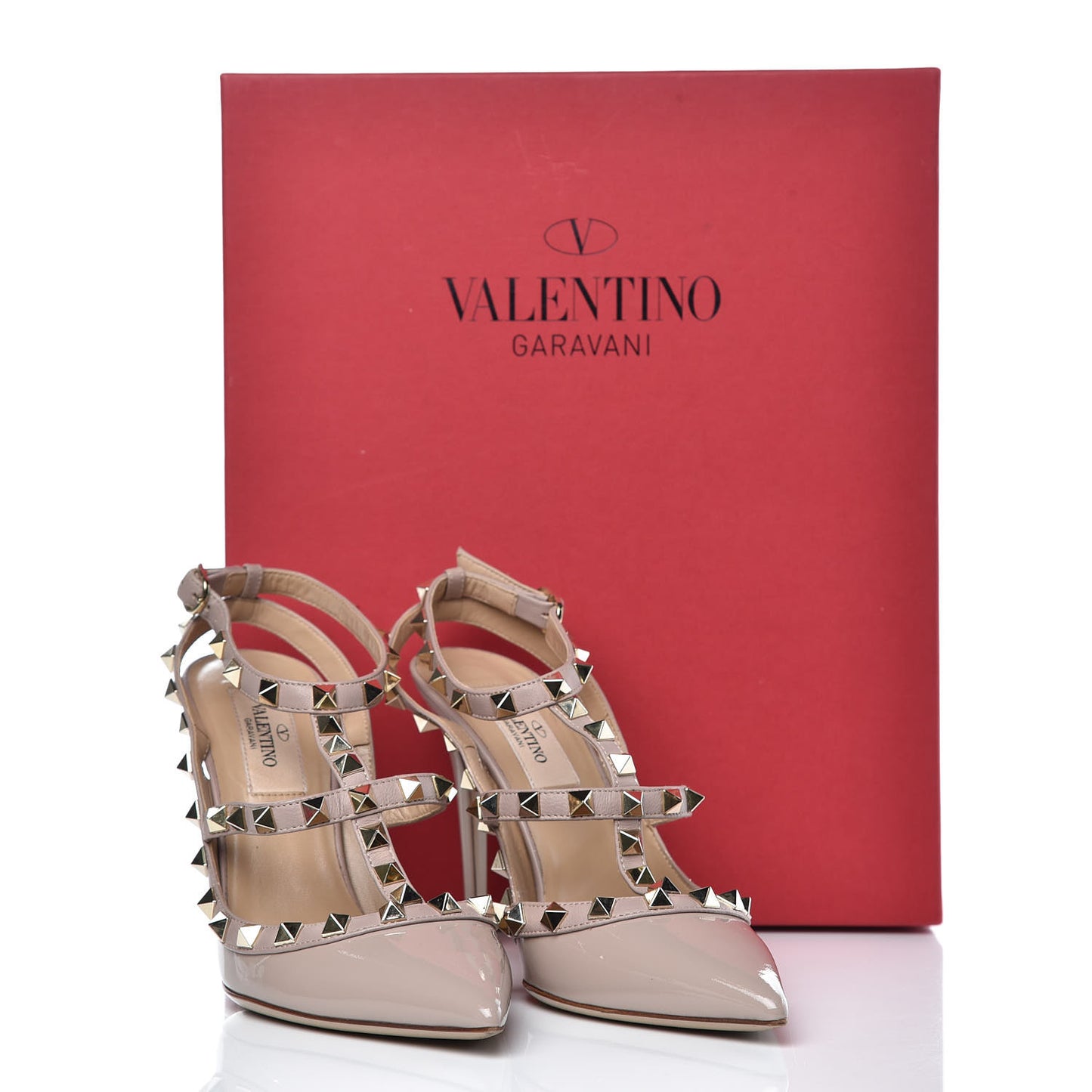 Patent Rockstud Ankle Strap 100mm Pumps 36 Poudre
