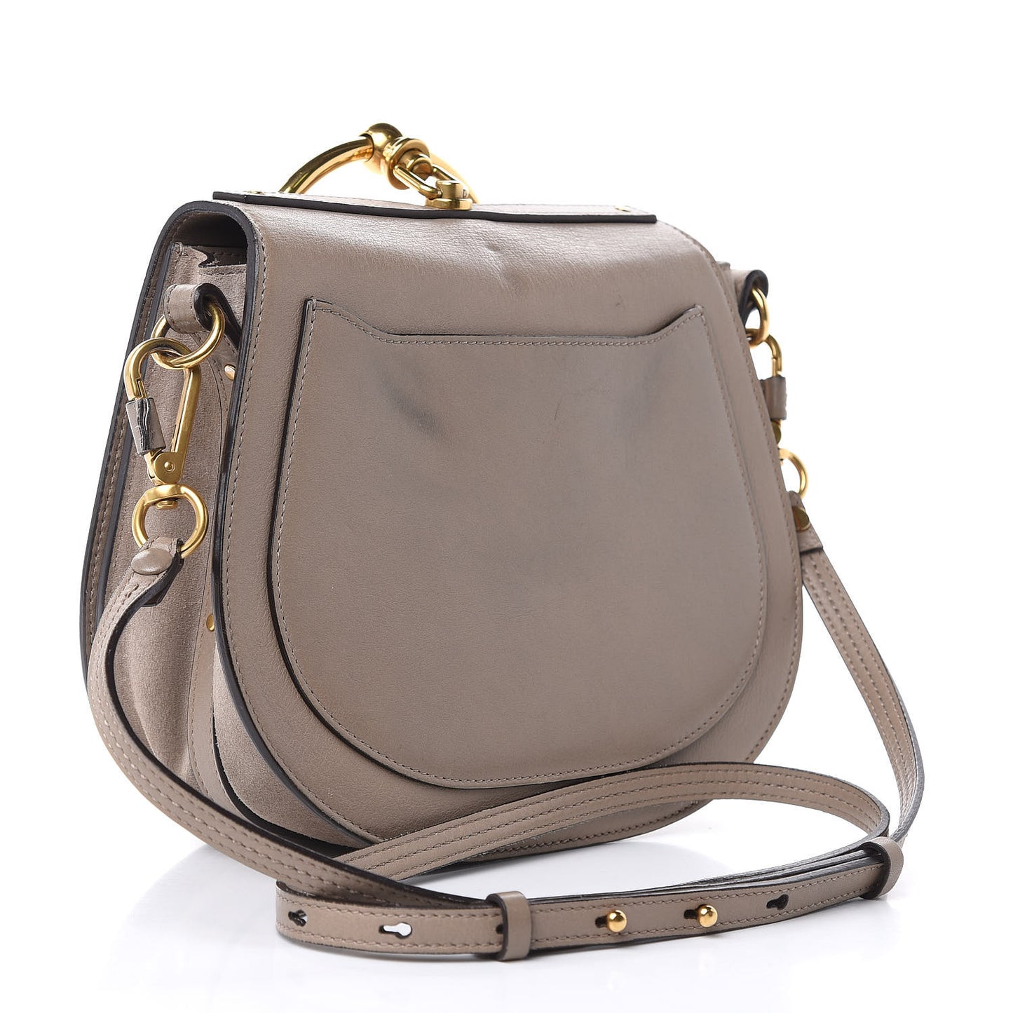 Calfskin Suede Medium Nile Bracelet Bag Motty Grey