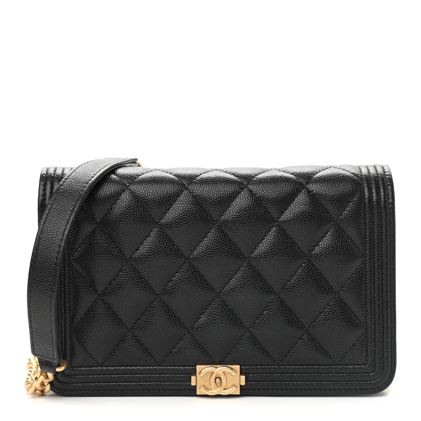 Caviar Quilted Boy Wallet On Chain WOC Black