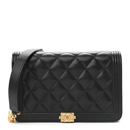 Chanel Caviar Quilted Boy Wallet On Chain WOC Black 1 of 9