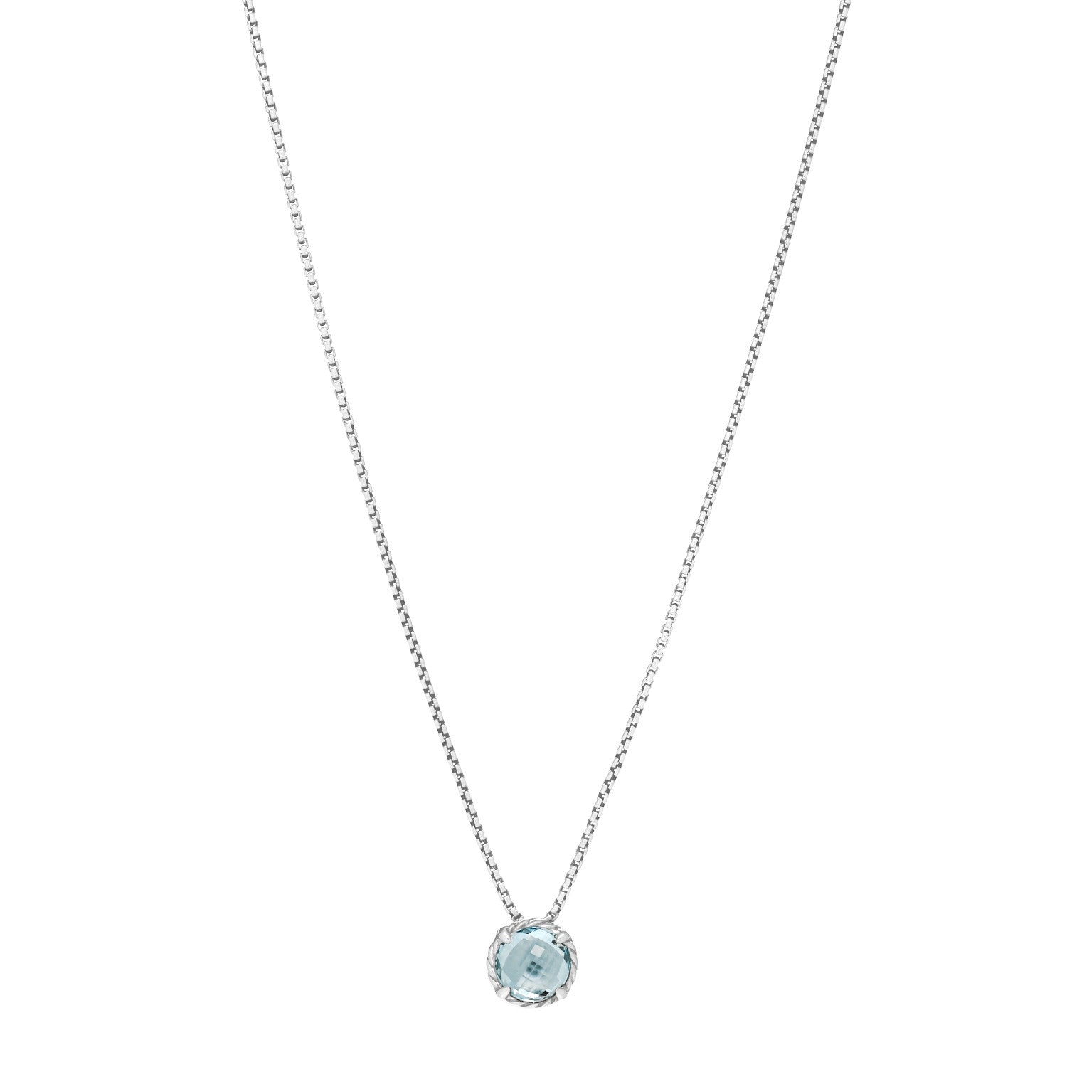 David Yurman Sterling Silver Blue Topaz 8mm Chatelaine Pendant Necklace 1 of 5