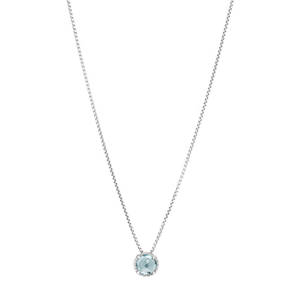 David Yurman Sterling Silver Blue Topaz 8mm Chatelaine Pendant Necklace 1 of 5