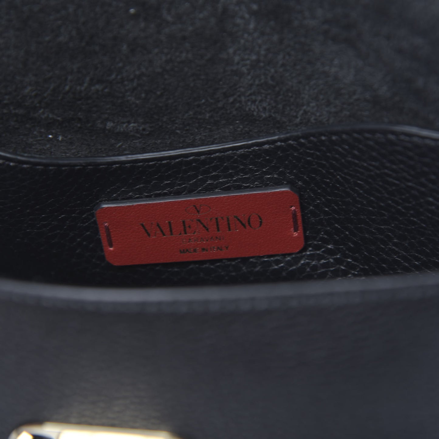 Pebbled Calfskin Mini Rockstud Crossbody Bag Black
