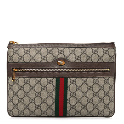 Gucci GG Supreme Monogram Large Ophidia Pouch Clutch Brown 1 of 7