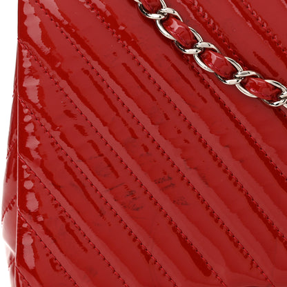 Chanel Patent Chevron Quilted Maxi Single Flap Red 11 of 12