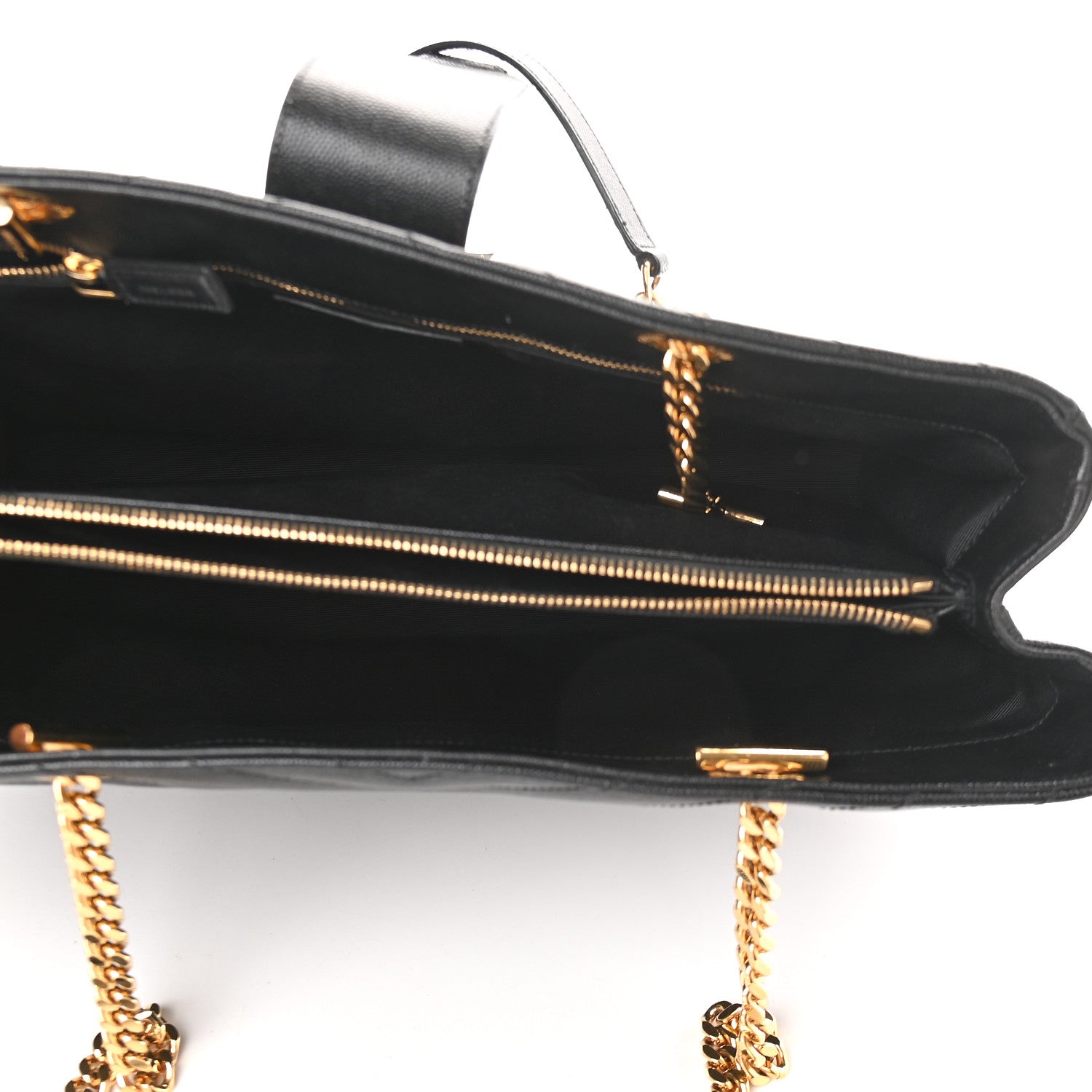 Saint Laurent Grain De Poudre Matelasse Chevron Monogram Shopping Bag Black 5 of 10