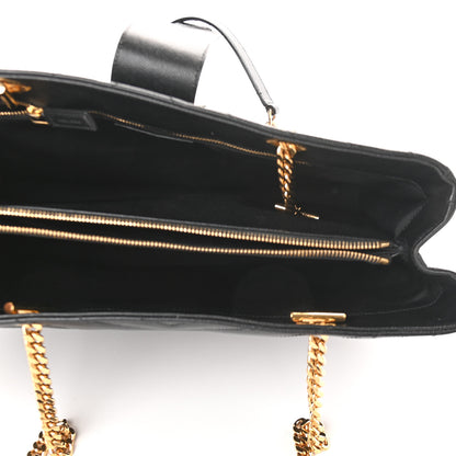 Saint Laurent Grain De Poudre Matelasse Chevron Monogram Shopping Bag Black 5 of 10