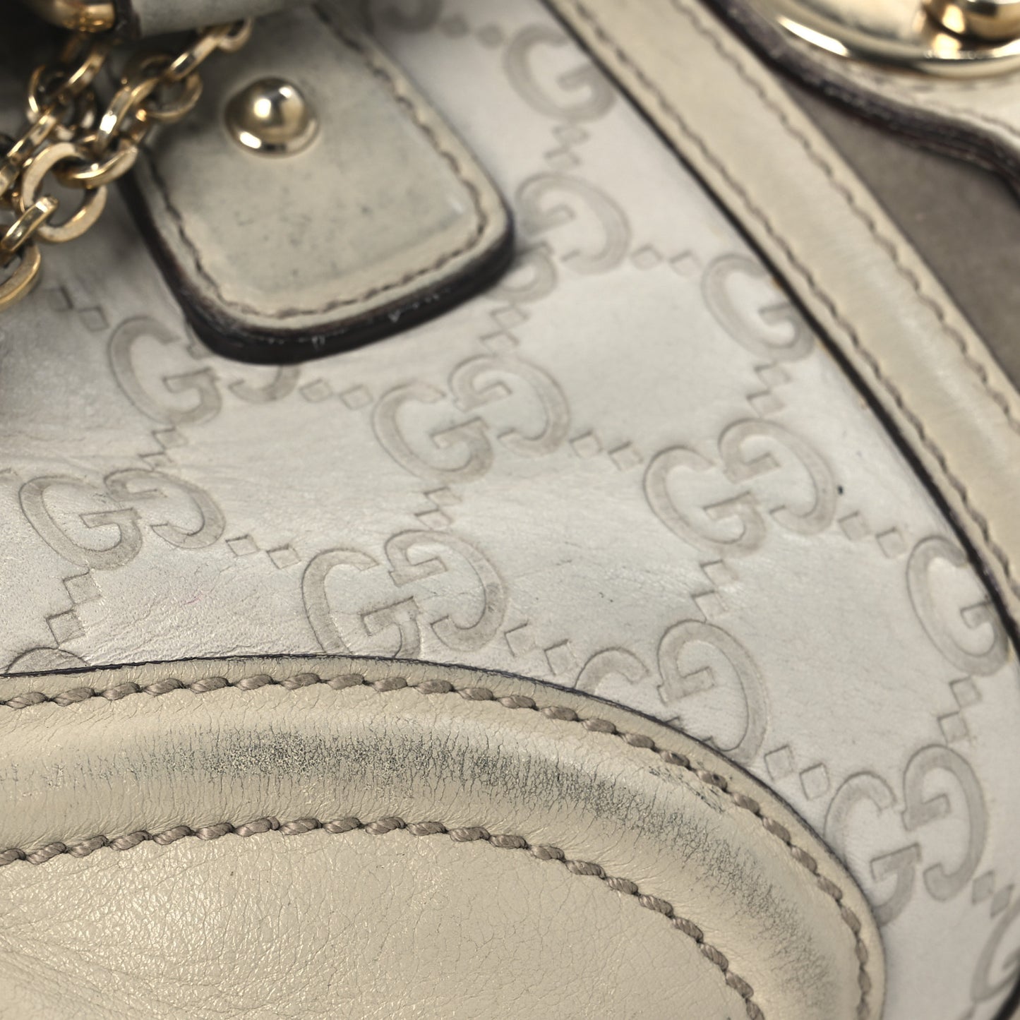 Guccissima Treasure Shoulder Bag Off White