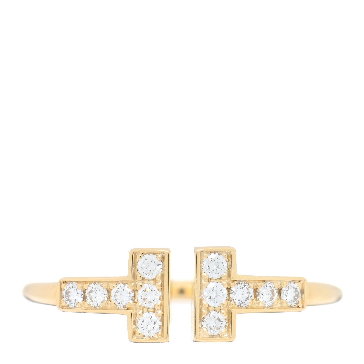 Tiffany 18K Yellow Gold Diamond T Wire Ring 52 6 1 of 4