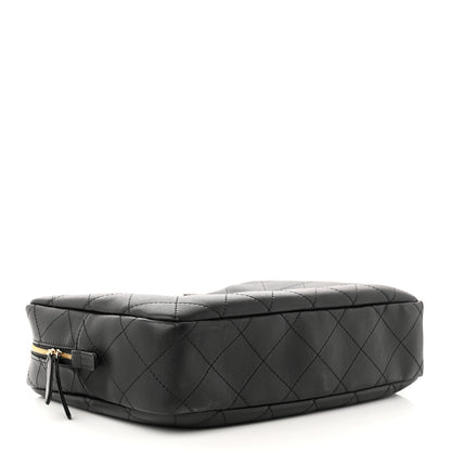Chanel Calfskin Diamond Stitched Top Handle Bowling Bag Black 4 of 10